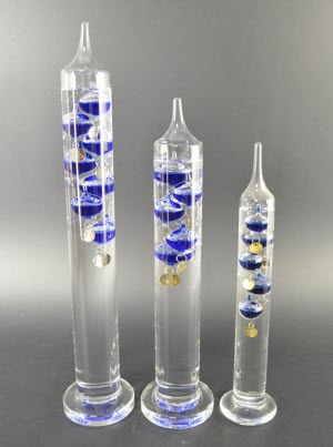 Galilei Thermometer 28 cm, Blau (ganz Rechts