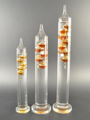 Galileo-Thermometer 28 cm, Cognac (ganz links)