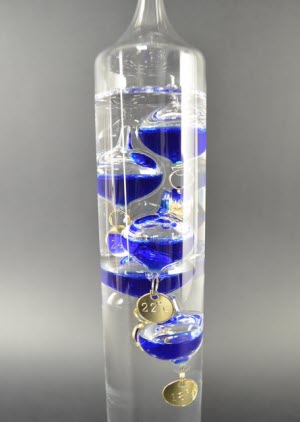 Galileo Thermometer 34 cm, Blauw