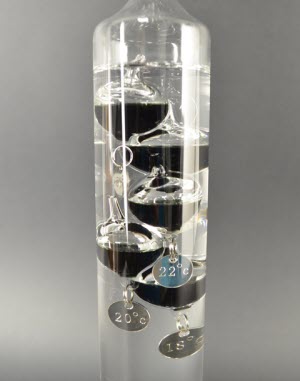 Galileo Thermometer 34 cm, Rood