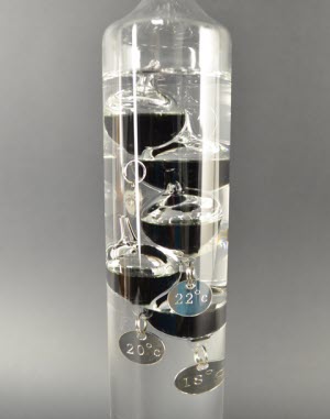 Galilei Thermometer 34 cm, Schwarz