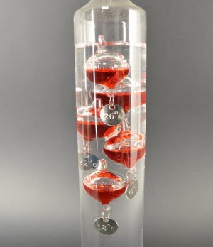 Galilei Thermometer 34 cm, Rot