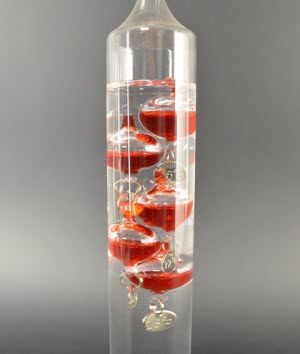 Galilei Thermometer 28 cm, Rot