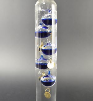 Galilei Thermometer 28 cm, Blau