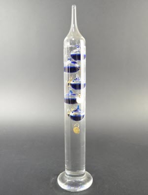 Galilei Thermometer 28 cm, Blau